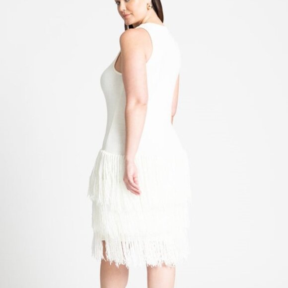 Eloquii Fringe Sweater Mini Dress NWT - Picture 2 of 3